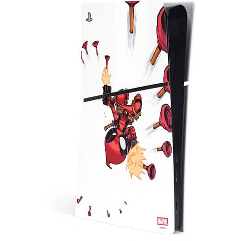 Marvel Deadpool Babypool Shooting PS5 Slim Digital Edition Console Skin
